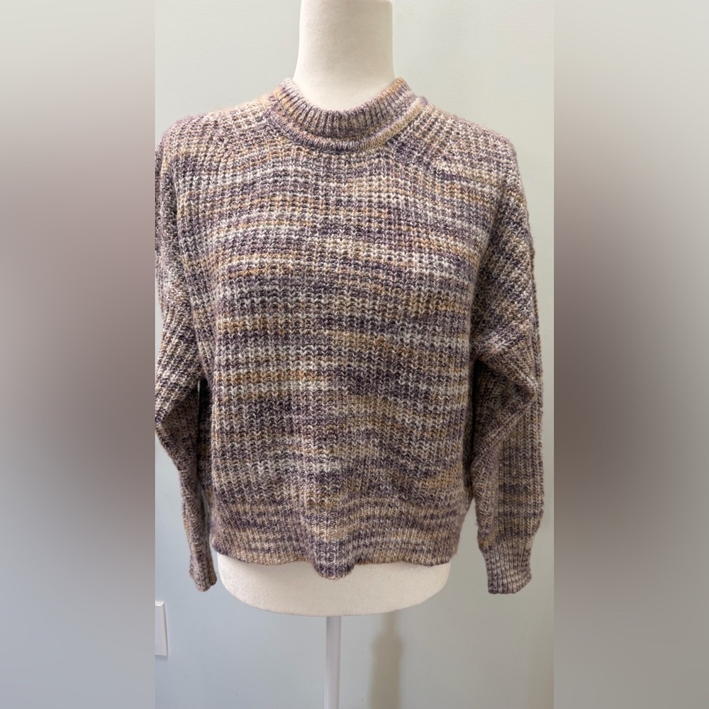 Michael Stars Marled Lavender and Cream Crewneck Sweater